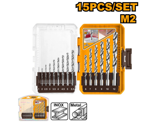 Набор сверл по металлу INGCO INDUSTRIAL 15 шт. 1-12 мм AKDL51508 Набор сверл по металлу INGCO INDUSTRIAL 15 шт. 1-12 мм AKDL51508