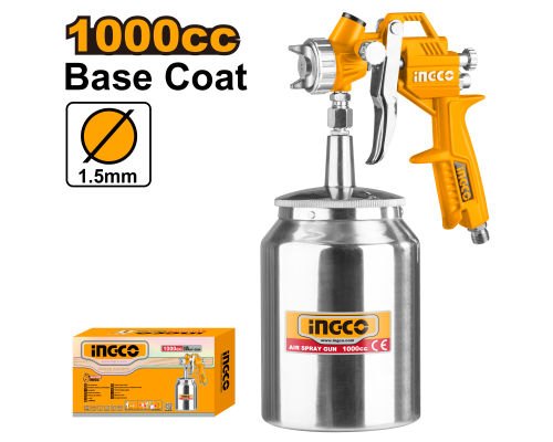 Краскопульт пневматический INGCO 1000 мл 1,5 мм ASG3101 Краскопульт пневматический INGCO 1000 мл 1,5 мм ASG3101
