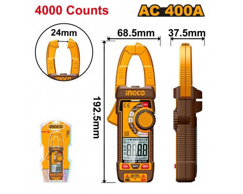 Мультиметр цифровой INGCO INDUSTRIAL 400 А AC DCM62001 Мультиметр цифровой INGCO INDUSTRIAL 400 А AC DCM62001