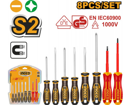 Набор отверток INGCO INDUSTRIAL 8 шт. HKSDS0838