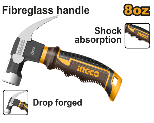 Молоток-гвоздодер мини INGCO HCH81008D Молоток-гвоздодер мини INGCO HCH81008D