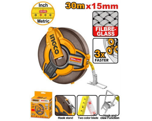 Мерная лента фиберглассовая INGCO INDUSTRIAL 30 м HFMT1830