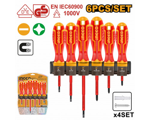Набор изолированных отверток 6шт. INGCO INDUSTRIAL HKISD0608 Набор изолированных отверток 6шт. INGCO INDUSTRIAL HKISD0608