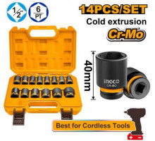 Набор торцевых ударных головок INGCO INDUSTRIAL 1/2" 10-27 мм 14 шт. HKISSD12141