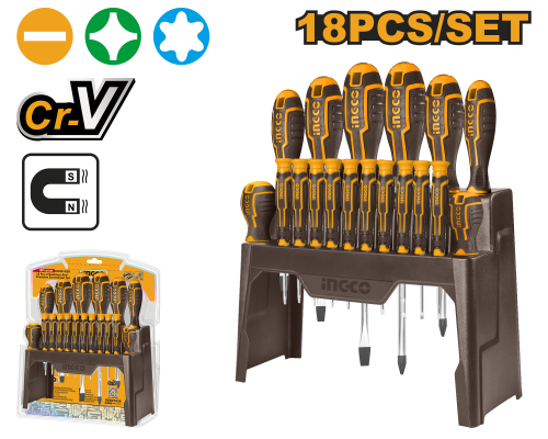 Набор отверток INGCO INDUSTRIAL 18 шт. HKSD1828 Набор отверток INGCO INDUSTRIAL 18 шт. HKSD1828