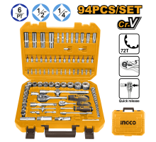 Набор торцевых головок INGCO INDUSTRIAL 1/4" 4-13 мм и 1/2" 10-32 мм 94 шт. HKTS42941