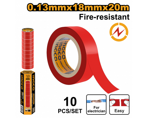 Изолента красная ПВХ INGCO HPET1012