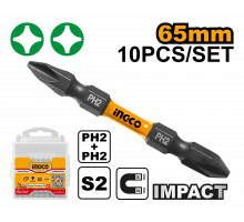 Набор ударных бит для шуруповерта IMPACT INGCO INDUSTRIAL PH2+PH2x65 мм 10 шт. SDBIM21PH233