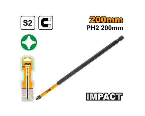 Ударная бита INGCO SUPER INDUSTRIAL S2, PH2x200мм, 1шт. SDBIM71PH2200