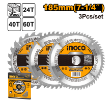 Комплект пильных дисков по дереву ТСТ INGCO INDUSTRIAL 185х30 мм 3 шт. TSB51852153