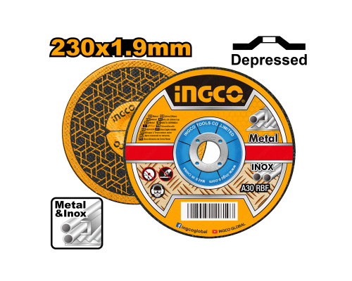 Круг отрезной по металлу INGCO 230х1.9х22.2 мм, выпуклый MCD192302