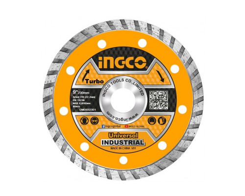 Диск алмазный сегментированный 230х10х3х22 мм INGCO INDUSTRIAL DMD032301 Диск алмазный сегментированный 230х10х3х22 мм INGCO INDUSTRIAL DMD032301