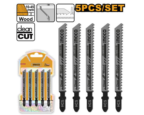 Полотна по дереву для электролобзика 5 шт INGCO JBT1101B