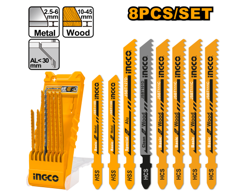Набор пильных полотен для лобзика INGCO 8 шт AKD8088
