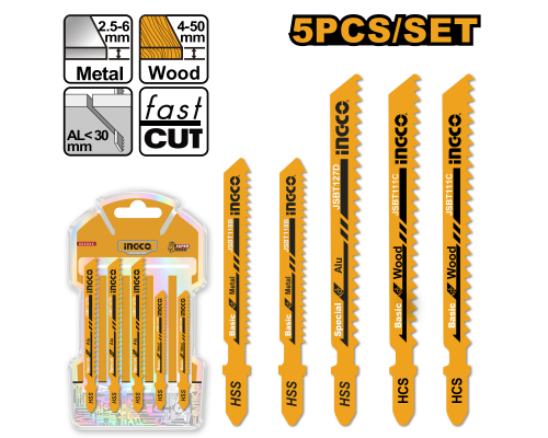 Набор пильных полотен для лобзика INGCO 5 шт AKJ0051