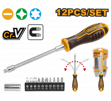 Отвертка гибкая с битами INGCO 12 шт. AKSDFL1208