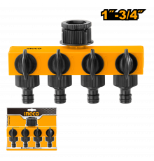 Пластиковый соединитель для шланга 4-канальный INGCO 1"- 3/4" HHC1402