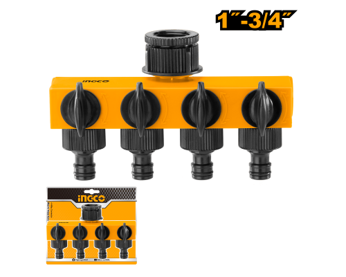 Пластиковый соединитель для шланга 4-канальный INGCO 1"- 3/4" HHC1402