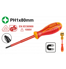 Отвертка диэлектрическая крестовая INGCO INDUSTRIAL PH1x80 мм HISD81PH180