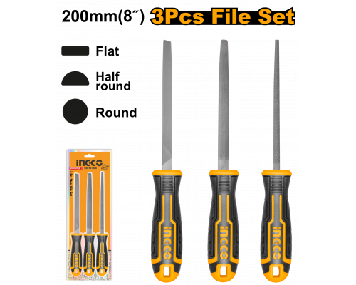 Набор напильников INGCO INDUSTRIAL 200 мм 3 шт. HKTFS1308