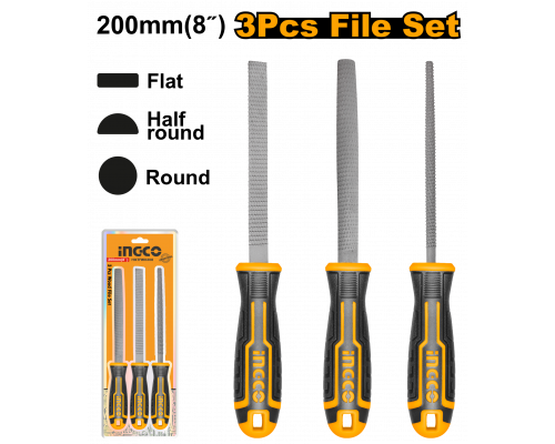 Набор рашпилей INGCO INDUSTRIAL 200 мм 3 шт. HKTFW0308
