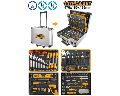 Набор инструмента для дома и авто INGCO 147 предметов HKTHP21471