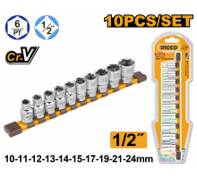 Набор торцевых головок INGCO INDUSTRIAL 1/2" 10-24 мм 10 шт. HKTS12103