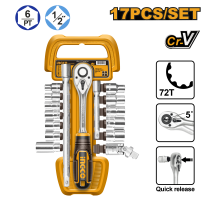 Набор торцевых головок с трещоткой INGCO INDUSTRIAL 1/2" 10-24 мм 17 шт. HKTS12171