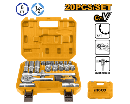 Набор инструмента для авто INGCO INDUSTRIAL 20 предметов HKTS12201