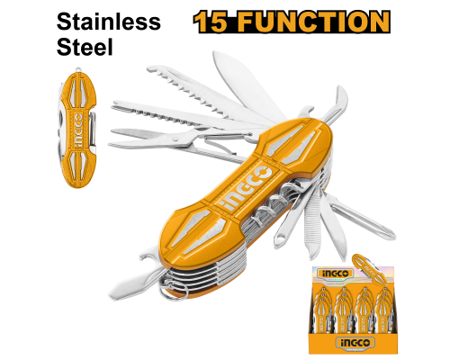 Нож складной многофункциональный (мультитул) INGCO 15 в 1 HMFK8158