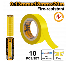 Изолента желтая ПВХ INGCO HPET1011