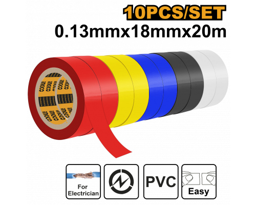 Изолента цветная ПВХ INGCO HPET1013