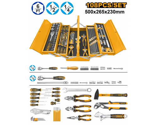 Ящик с набором инструментов INGCO INDUSTRIAL 108 шт. HTCS151081