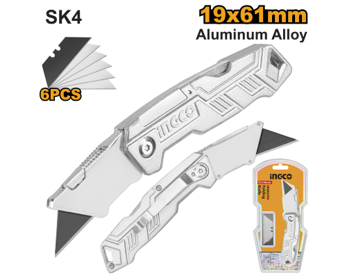 Нож трапециевидный универсальный складной INGCO HUK6236