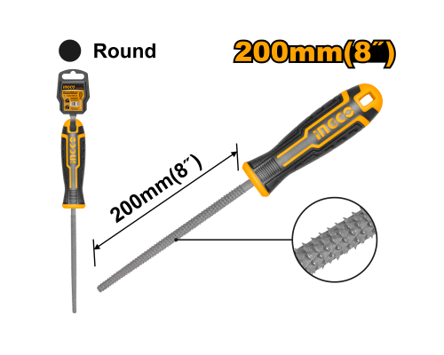 Рашпиль круглый INGCO INDUSTRIAL 200 мм HWRF088