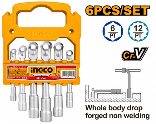 Набор Г-образных торцевых ключей INGCO INDUSTRIAL 7-14 мм 6 шт. LASWT0601