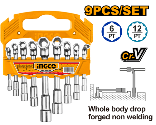 Набор Г-образных торцевых ключей INGCO INDUSTRIAL 7-19 мм 9 шт. LASWT0901