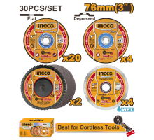 Набор кругов абразивных INGCO 76хх10 мм Metal/Inox 30 шт MCD07630