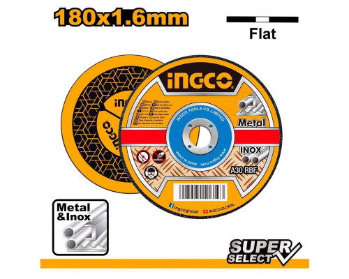 Круг отрезной по металлу INGCO 180x1,6x22.2 мм Metal/Inox MCD161801