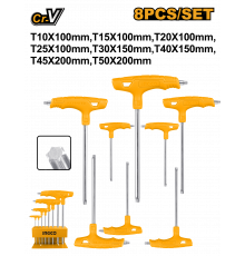 Набор Т-образных шестигранников TORX INGCO INDUSTRIAL Т10-Т50 HHKT80838