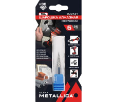 Шарошка алмазная METALLICA Ultra 6х25 мм #36, L=60 мм коническая по граниту, бетону, плитке 902424