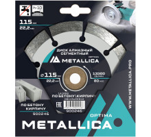 Диск алмазный METALLICA Optima 115x22,2 мм по бетону, кирпичу 900246