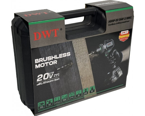 Бесщеточная аккумуляторная дрель-шуруповерт DWT ABSP-20 DNF-2 BMC