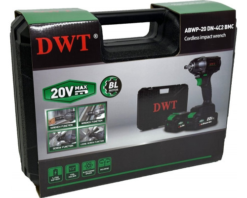 Бесщеточный аккумуляторный ударный гайковерт DWT ABWP-20 DN-4C2 BMC Бесщеточный аккумуляторный ударный гайковерт DWT ABWP-20 DN-4C2 BMC