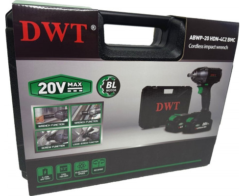 Бесщеточный аккумуляторный ударный гайковерт DWT ABWP-20 HDN-4C2 BMC Бесщеточный аккумуляторный ударный гайковерт DWT ABWP-20 HDN-4C2 BMC
