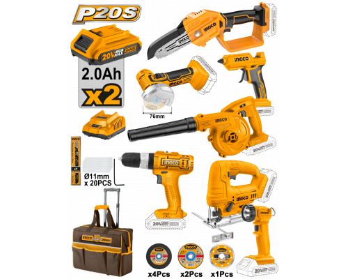 Набор аккумуляторного инструмента INGCO 20 В 7 шт CKLI20216