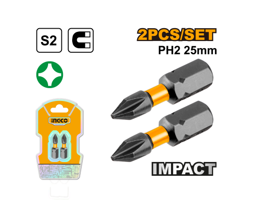 Набор ударных бит IMPACT INGCO INDUSTRIAL РН2х25 мм 2 шт SDBIM71PH225