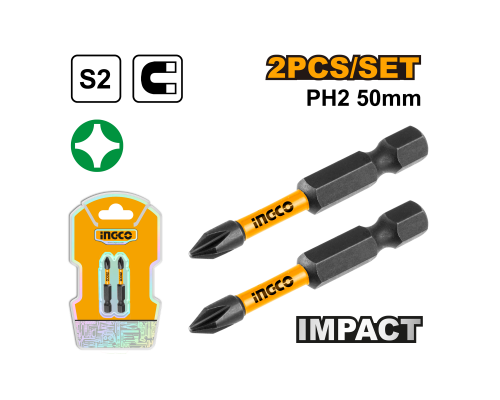 Бита для шуруповерта IMPACT INGCO INDUSTRIAL РН2х50 мм 2 шт SDBIM71PH250