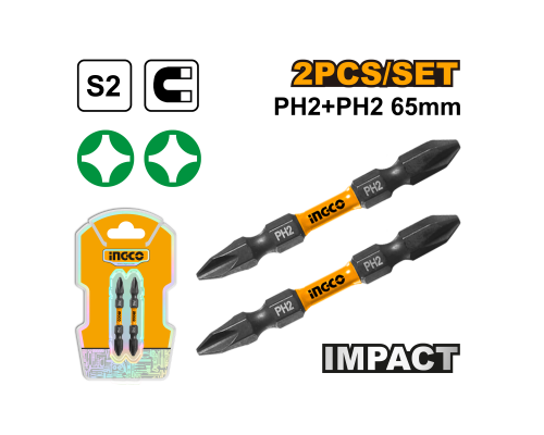 Набор ударных бит IMPACT INGCO INDUSTRIAL PH2+PH2x65 мм 2 шт SDBIM72PH265