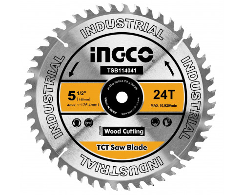 Диск пильный по дереву TCT INGCO INDUSTRIAL 140х25.4 мм 24Т TSB114041